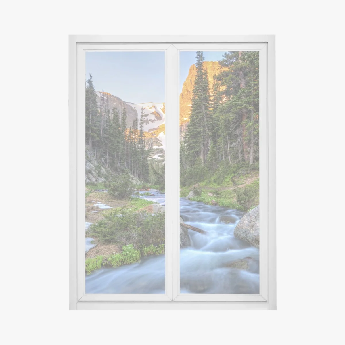 Fensteraufkleber goldener gipfel über alpenbach – Wallnifity® Fensteraufkleber goldener gipfel über alpenbach – Wallnifity®