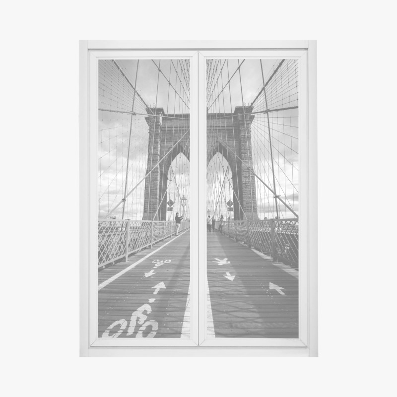 Fensteraufkleber abstrakte stahlbrücke in perspektive – Wallnifity®