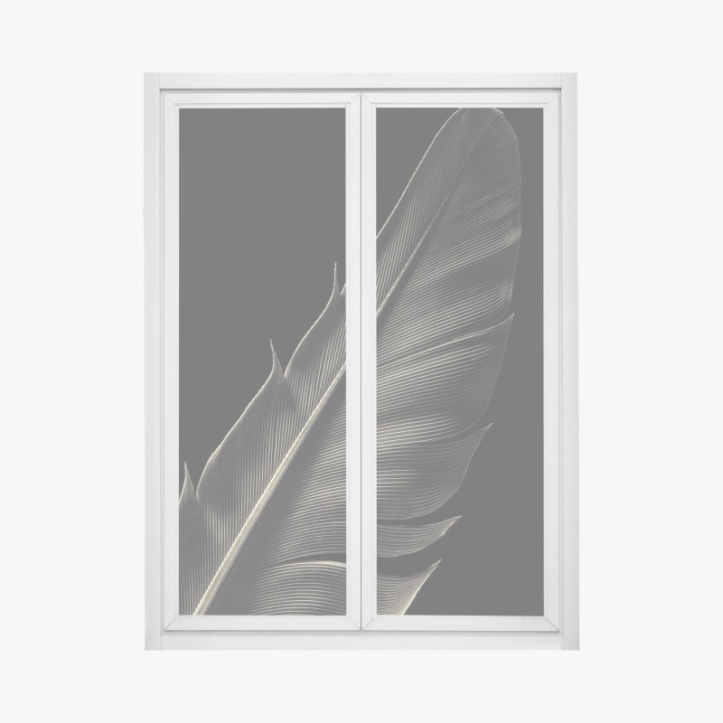 Fensteraufkleber zarte feder in makroaufnahme