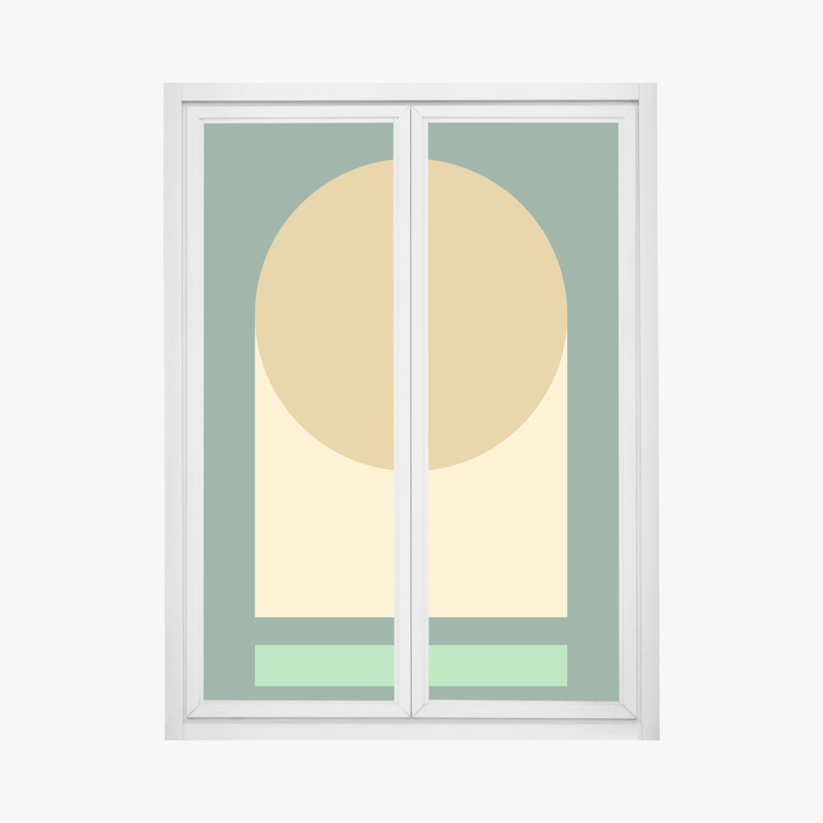 Fensteraufkleber goldene sonne über geometrischem block – Wallnifity®