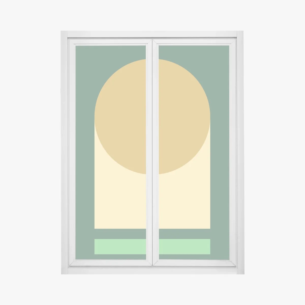 Fensteraufkleber goldene sonne über geometrischem block – Wallnifity®