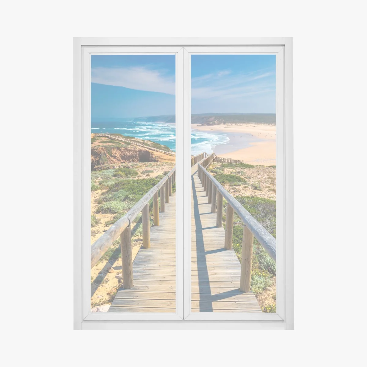 Fensteraufkleber holzsteg zur Praia da Bordeira – Wallnifity®