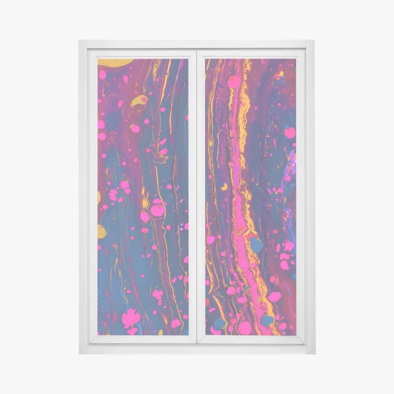 Fensteraufkleber neon marmorierte abstrakte wandgrafik