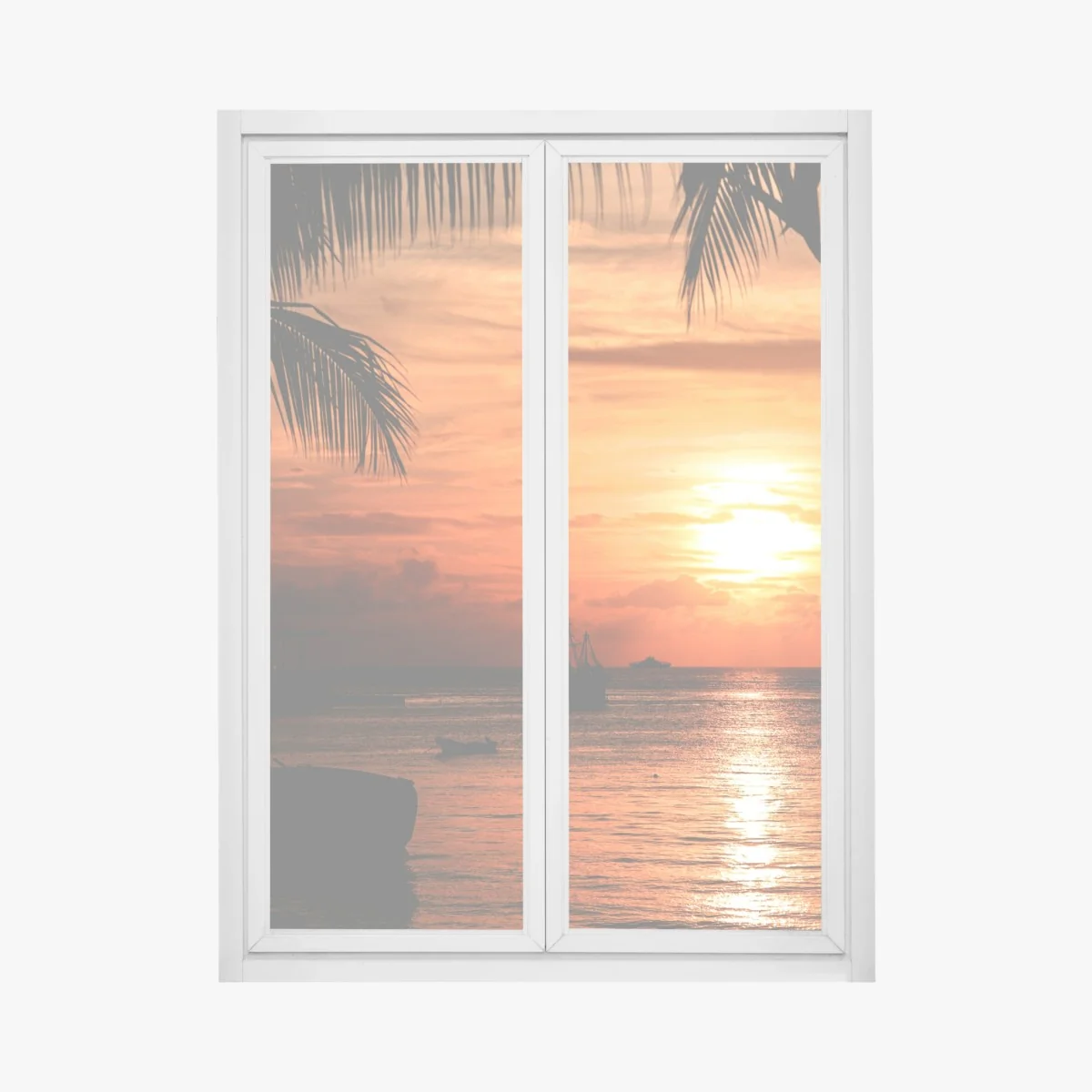 Fensteraufkleber tropischer sonnenuntergang am meer – Wallnifity® Fensteraufkleber tropischer sonnenuntergang am meer – Wallnifity®
