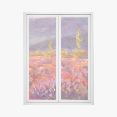 Fensteraufkleber Provence lavendelfeld gemälde – Wallnifity®