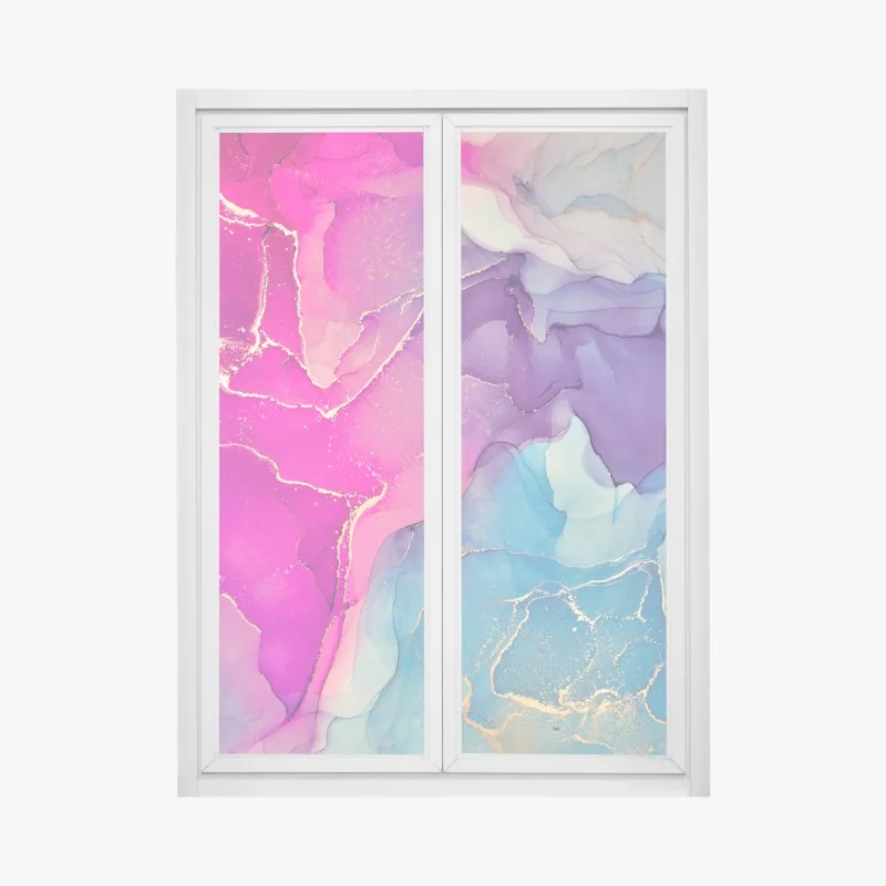 Fensteraufkleber retro korallenrot und marineblau abstraktes muster – Wallnifity®