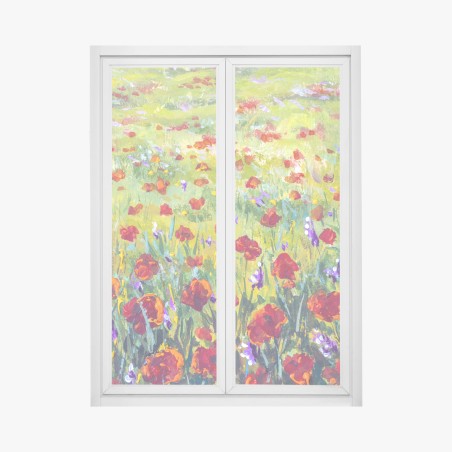 Fensteraufkleber impressionistische mohnwiese – Wallnifity®
