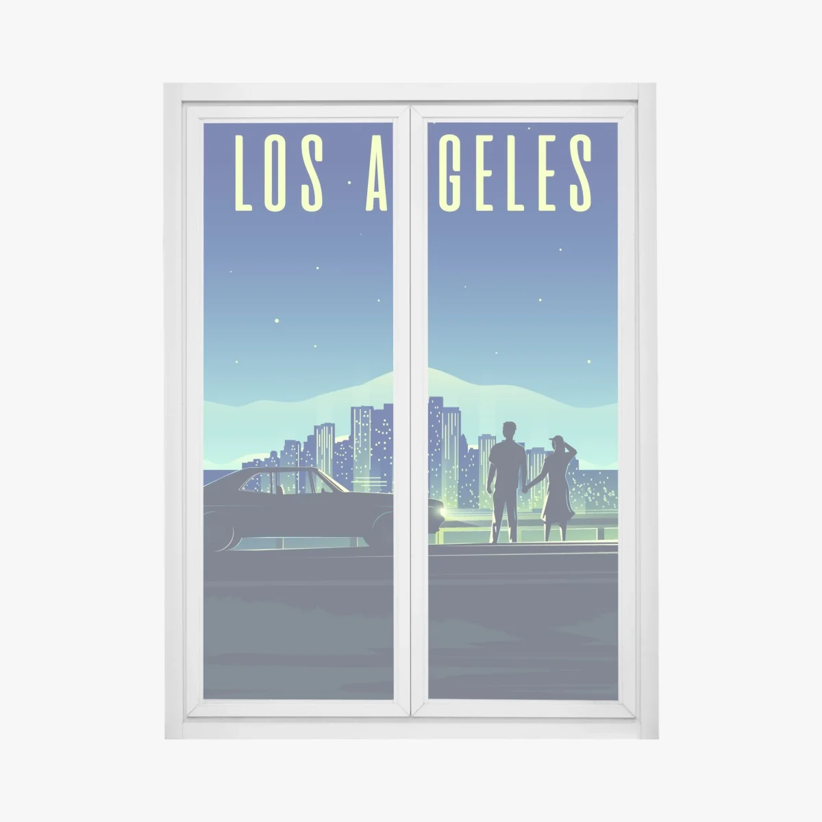 Fensteraufkleber Los Angeles nächtliche skyline – Wallnifity® Fensteraufkleber Los Angeles nächtliche skyline – Wallnifity®