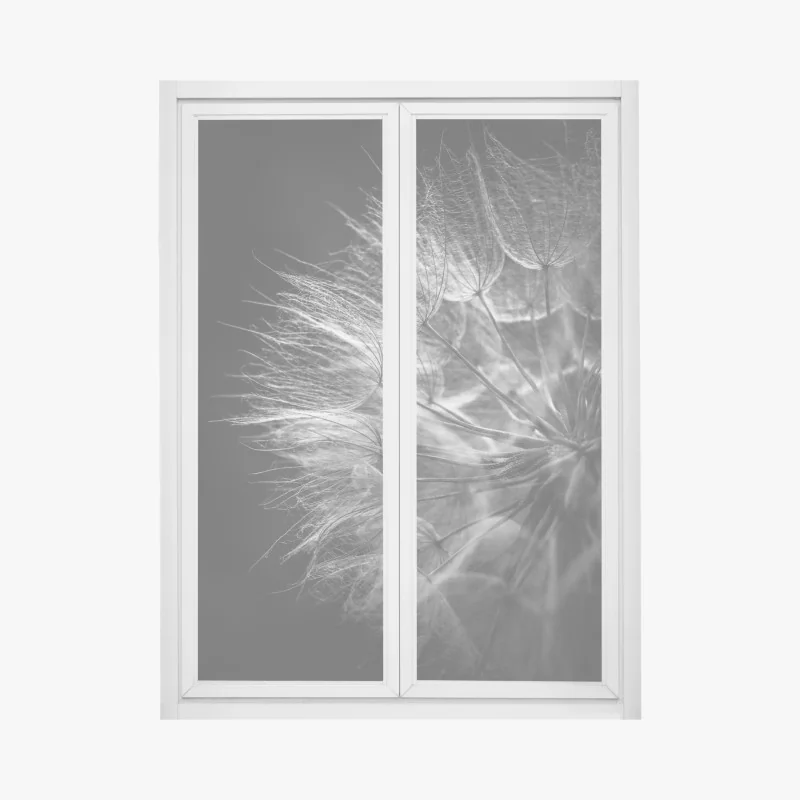 Fensteraufkleber zarter löwenzahn in monochrom