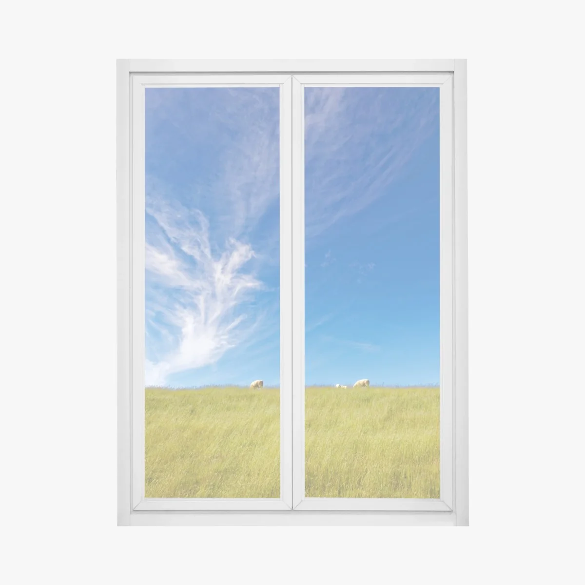 Fensteraufkleber ruhige wiese unter blauem himmel – Wallnifity® Fensteraufkleber ruhige wiese unter blauem himmel – Wallnifity®