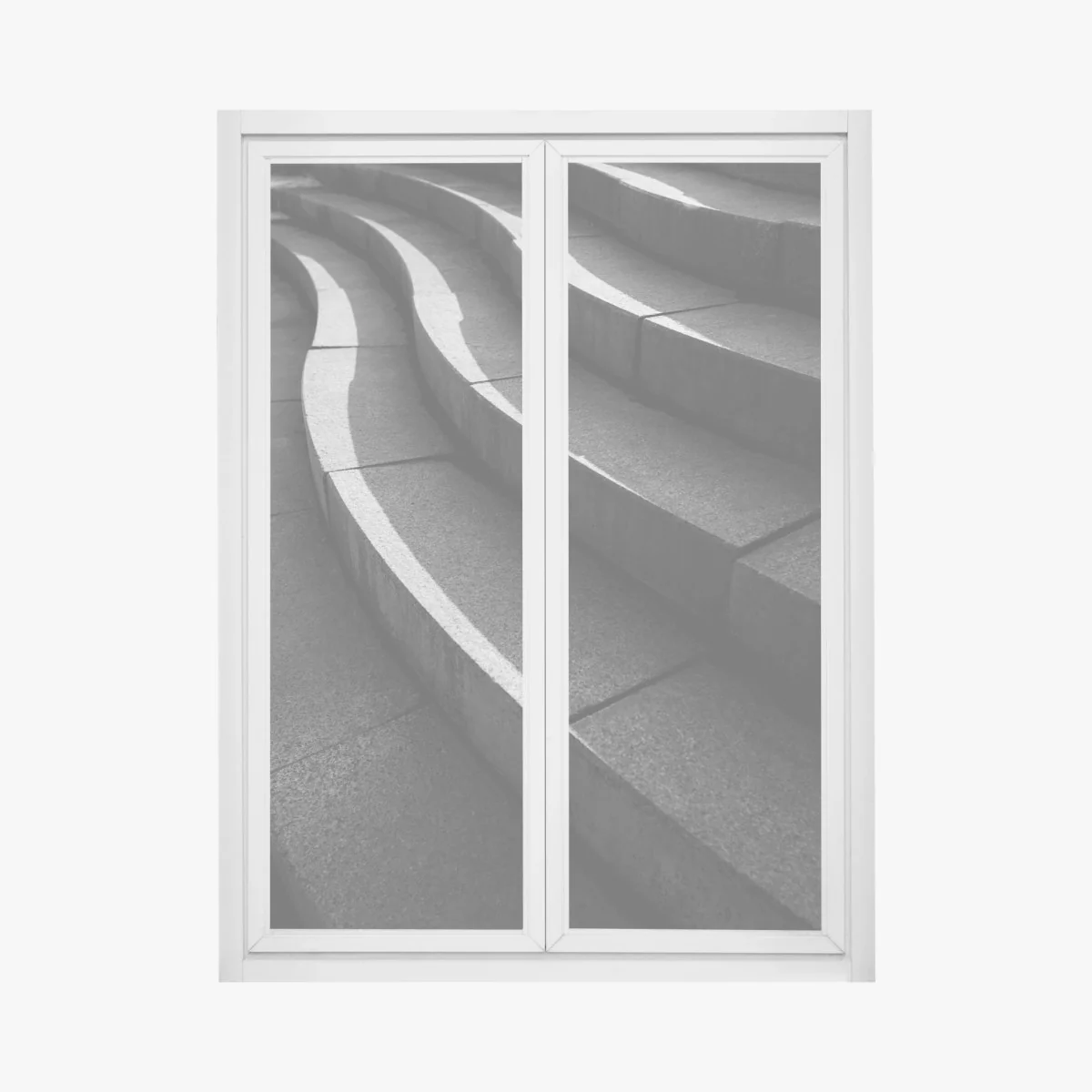 Fensteraufkleber geschwungene betontreppe im schatten – Wallnifity®