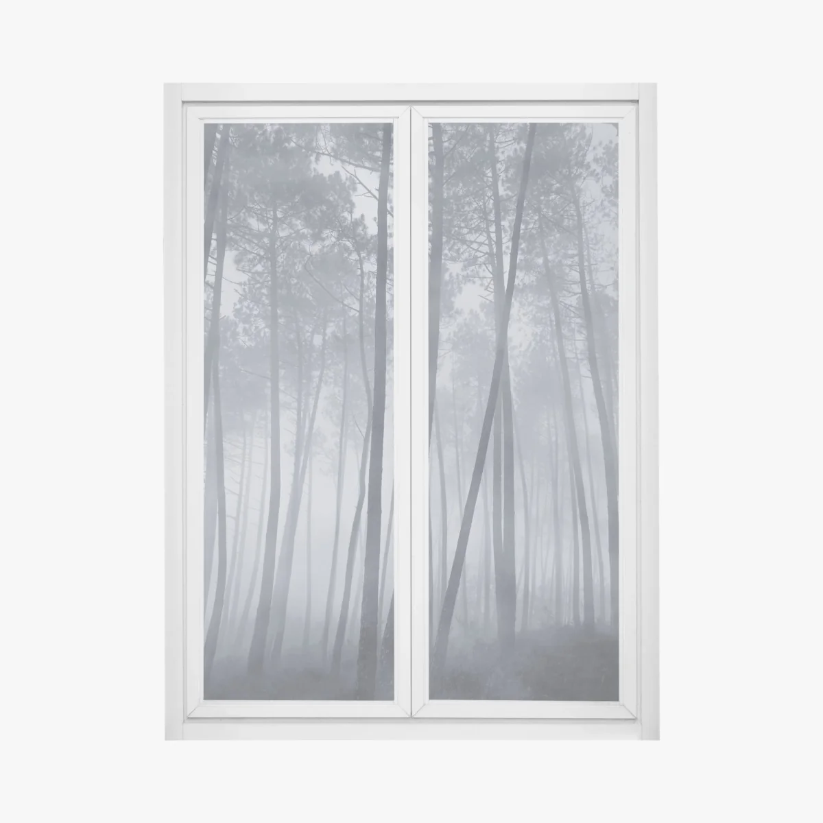 Fensteraufkleber nebliger kiefernwald bei nacht – Wallnifity® Fensteraufkleber nebliger kiefernwald bei nacht – Wallnifity®