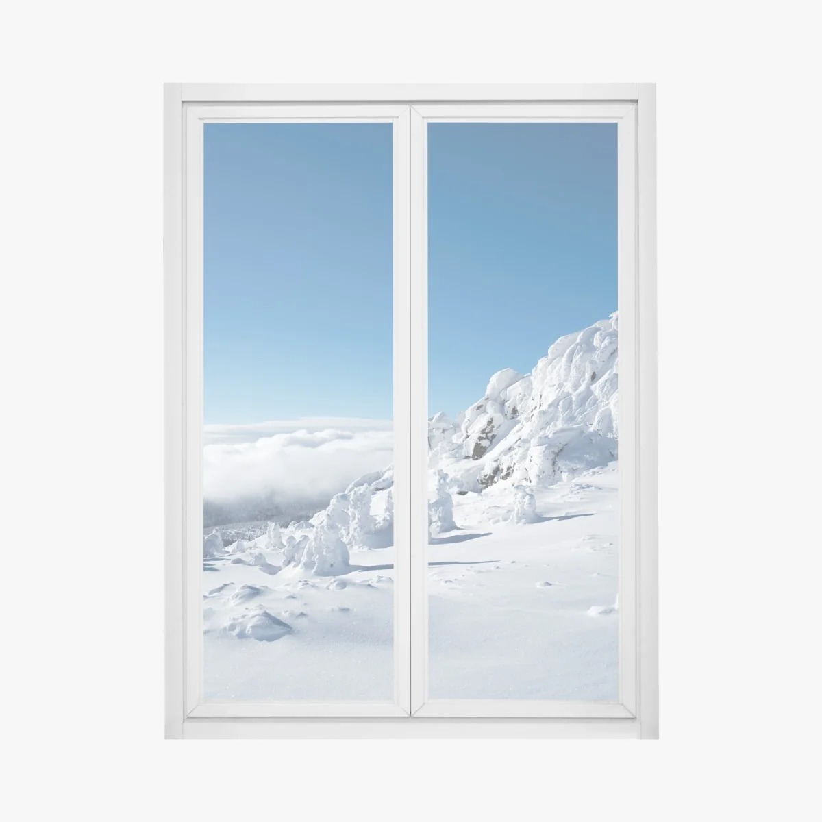 Fensteraufkleber ruhige verschneite berglandschaft – Wallnifity® Fensteraufkleber ruhige verschneite berglandschaft – Wallnifity®