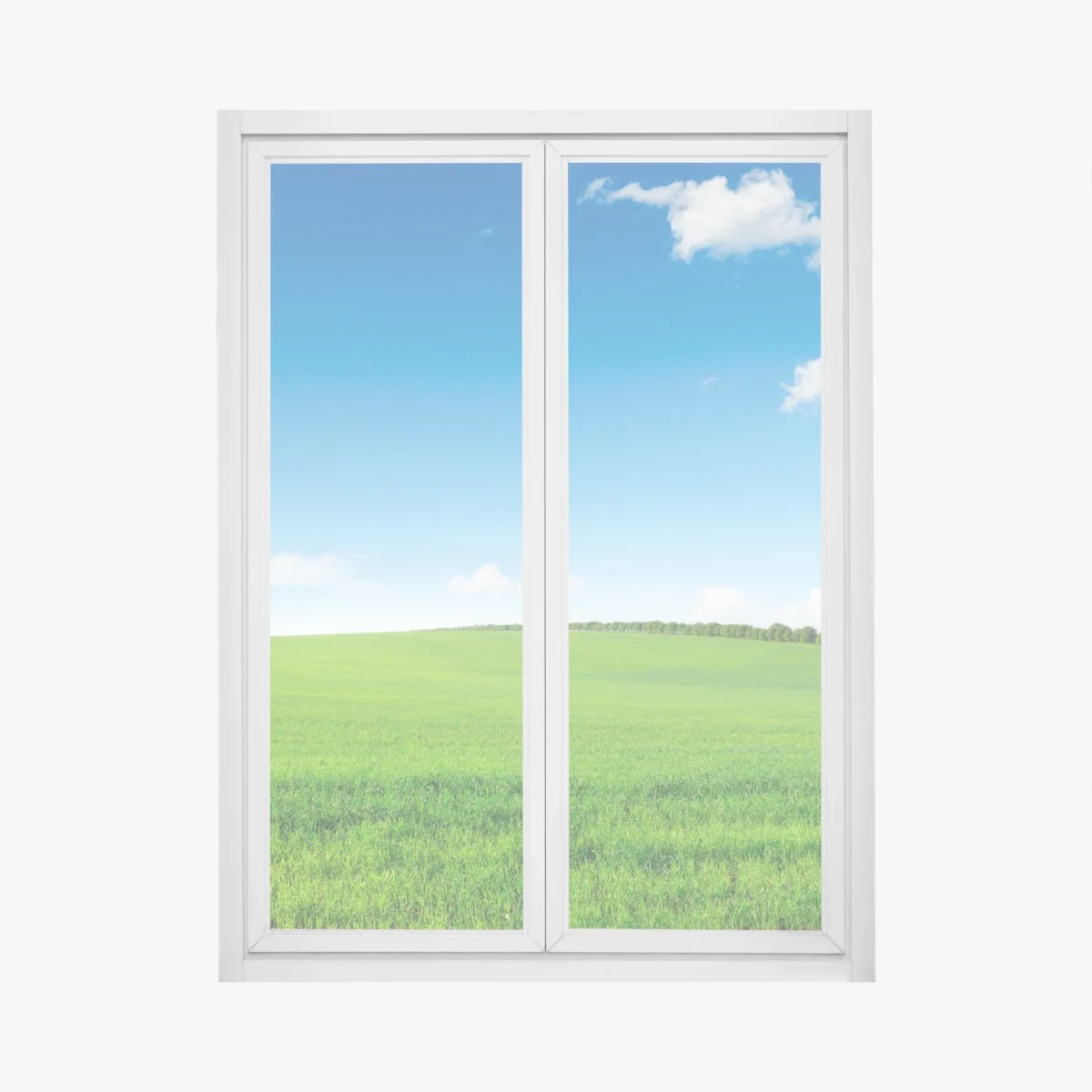 Fensteraufkleber ruhige grüne wiese unter blauem himmel – Wallnifity® Fensteraufkleber ruhige grüne wiese unter blauem himmel – Wallnifity®