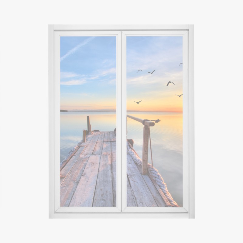 Fensteraufkleber nebliger immergrüner wald – Wallnifity®