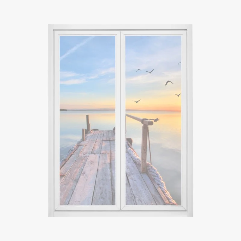 Fensteraufkleber geschwungene betontreppe im schatten – Wallnifity®