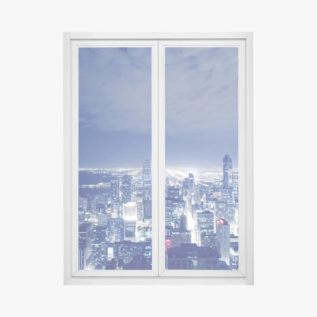 Fensteraufkleber Chicago nächtliche skyline panorama – Wallnifity® Fensteraufkleber Chicago nächtliche skyline panorama – Wallnifity®