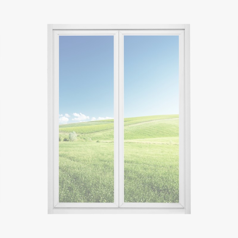 Fensteraufkleber ruhige grüne wiesenlandschaft
