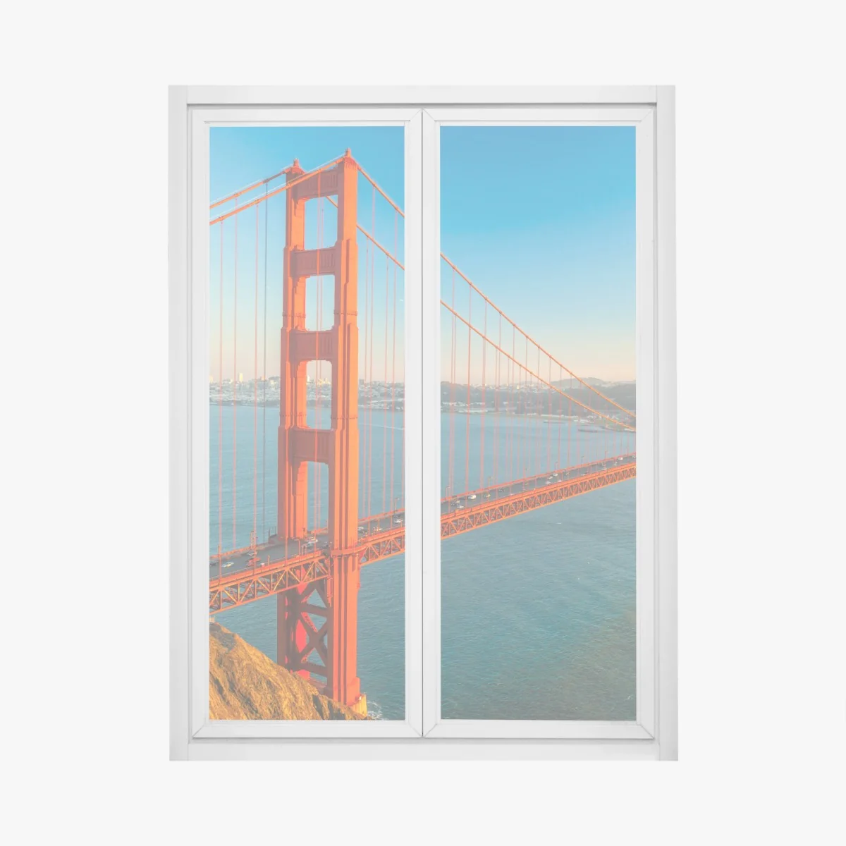 Fensteraufkleber Golden Gate bei sonnenuntergang – Wallnifity® Fensteraufkleber Golden Gate bei sonnenuntergang – Wallnifity®