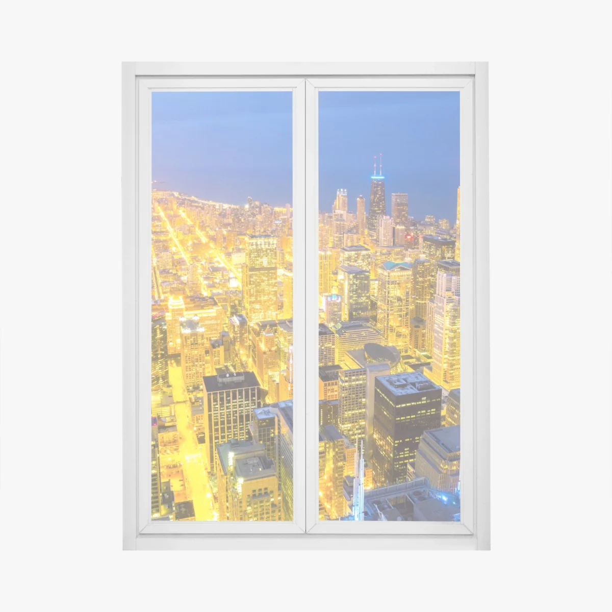 Fensteraufkleber luftaufnahme der nächtlichen skyline von Chicago – Wallnifity® Fensteraufkleber luftaufnahme der nächtlichen skyline von Chicago – Wallnifity®