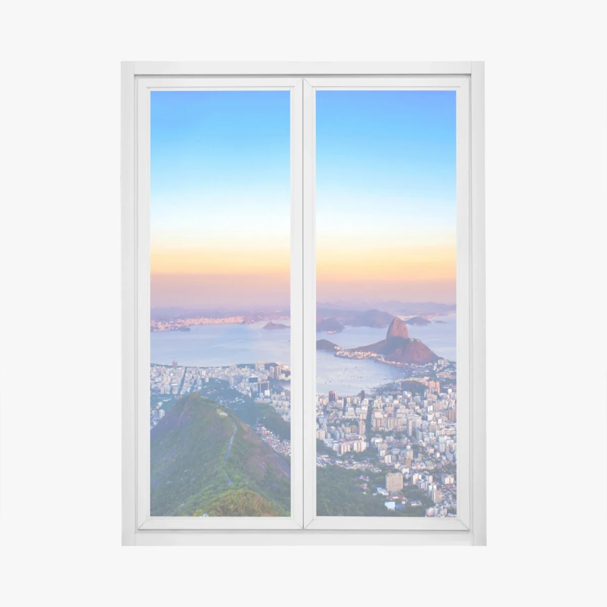 Fensteraufkleber panorama von Rio de Janeiro bei sonnenuntergang – Wallnifity®