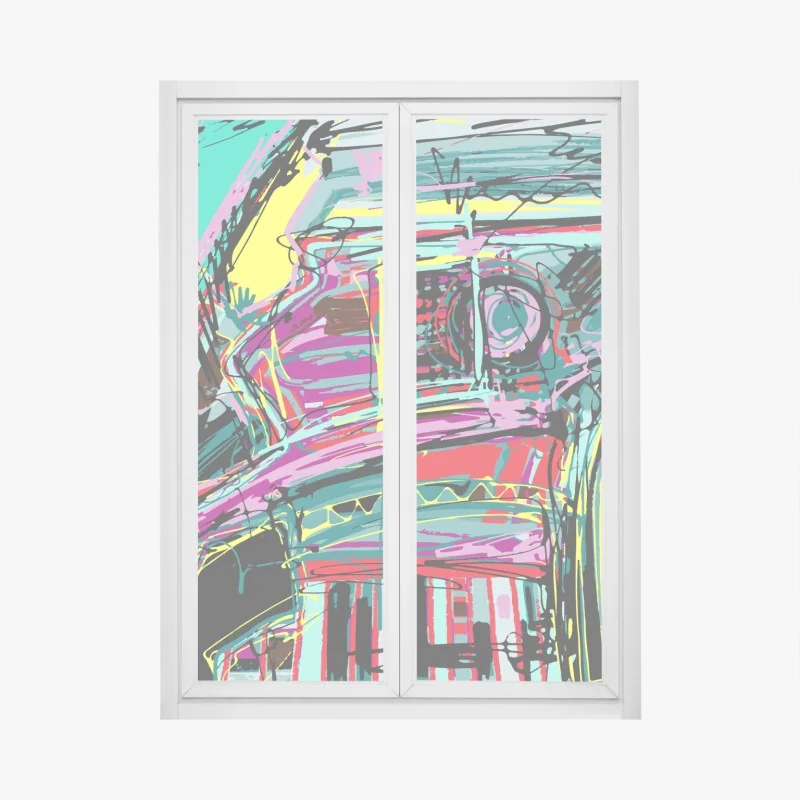 Fensteraufkleber lebhafte türkis abstrakte autokomposition