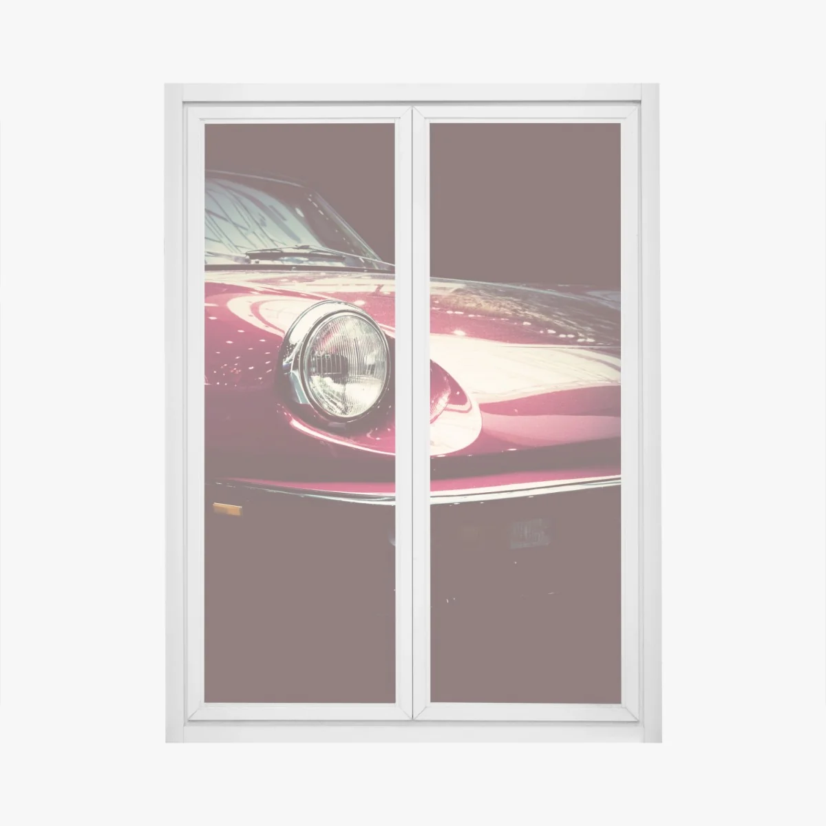 Fensteraufkleber nahaufnahme eines klassischen roten sportwagens – Wallnifity®