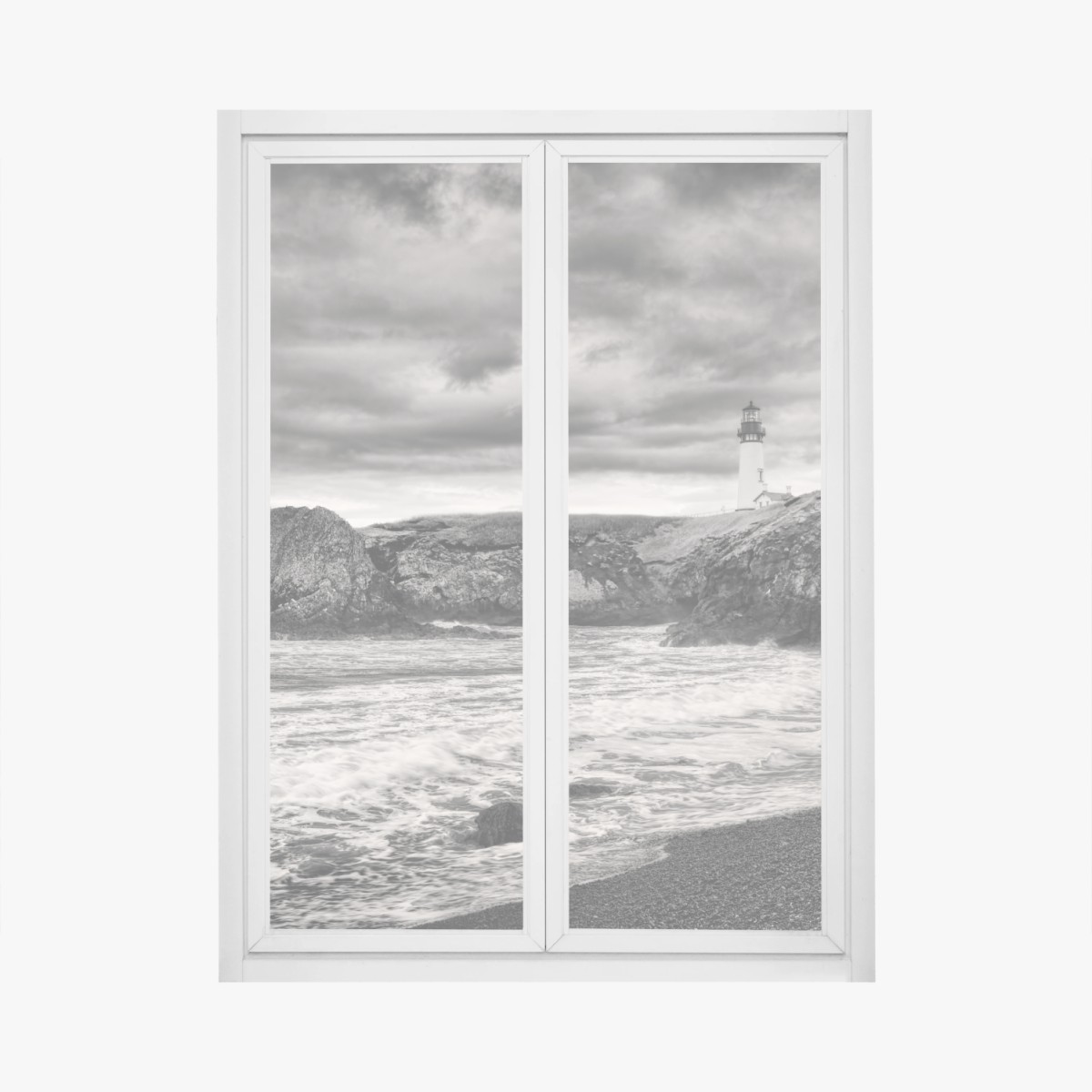 Fensteraufkleber leuchtturm Yaquina Bay an stürmischer küste – Wallnifity® Fensteraufkleber leuchtturm Yaquina Bay an stürmischer küste – Wallnifity®