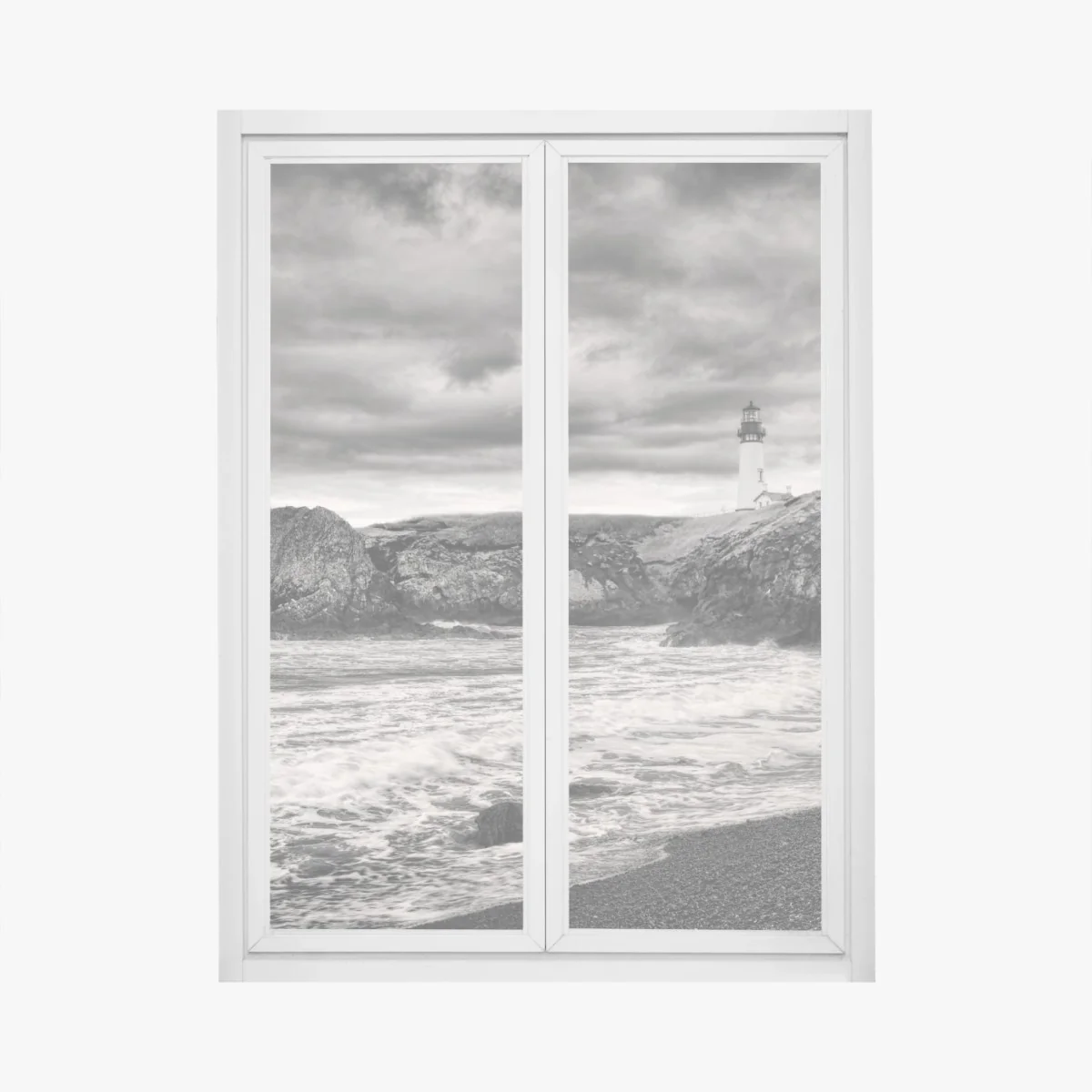 Fensteraufkleber leuchtturm Yaquina Bay an stürmischer küste – Wallnifity® Fensteraufkleber leuchtturm Yaquina Bay an stürmischer küste – Wallnifity®