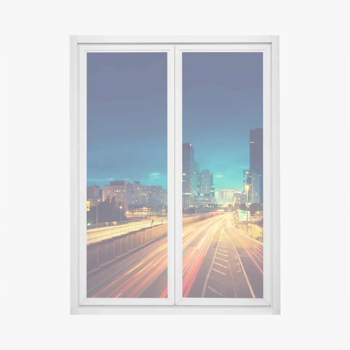 Fensteraufkleber La Défense skyline bei dämmerung – Wallnifity®