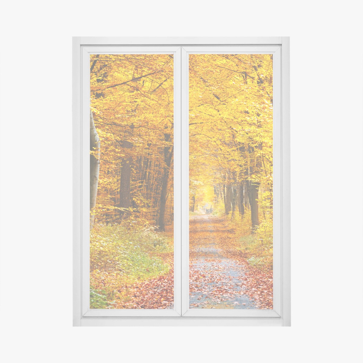 Fensteraufkleber goldener herbstwald pfad – Wallnifity®