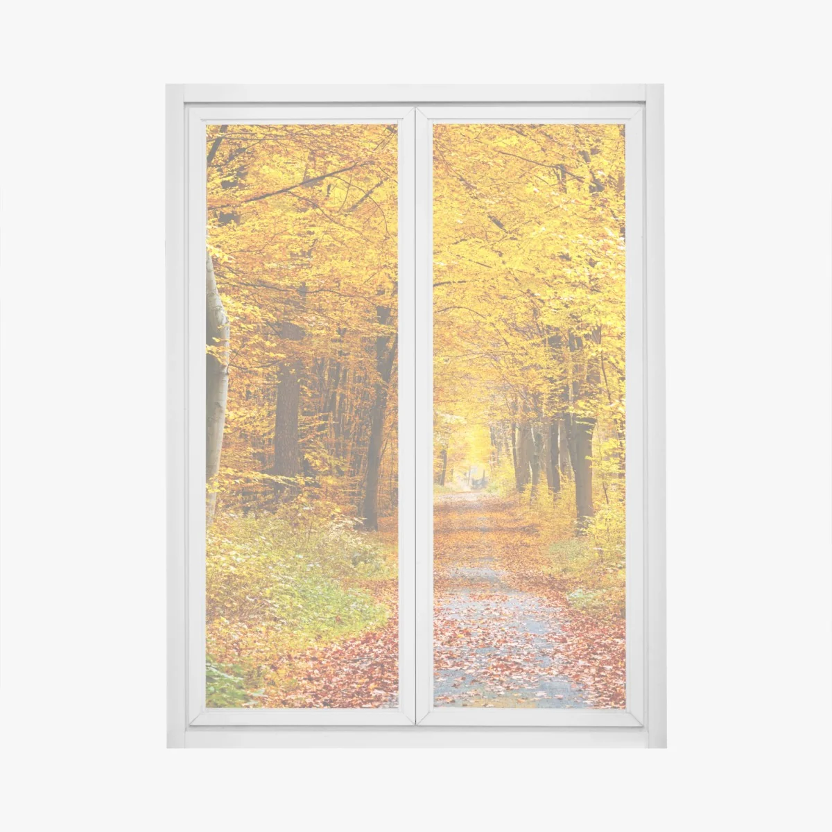 Fensteraufkleber goldener herbstwald pfad – Wallnifity® Fensteraufkleber goldener herbstwald pfad – Wallnifity®