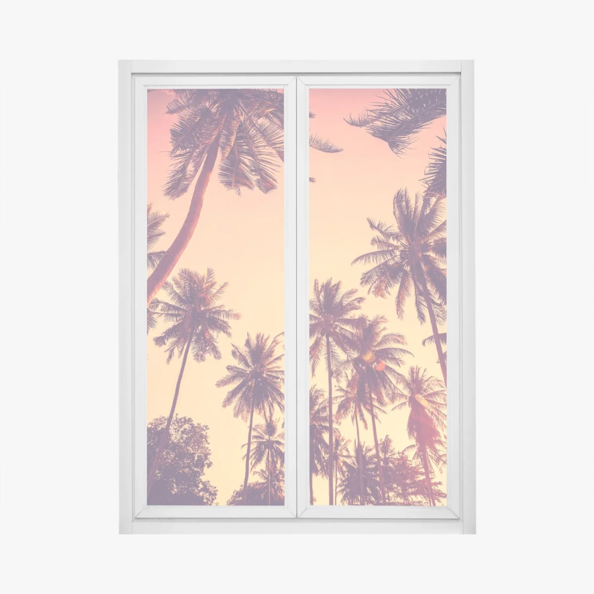 Fensteraufkleber vintage tropischer sonnenuntergang mit palmen – Wallnifity® Fensteraufkleber vintage tropischer sonnenuntergang mit palmen – Wallnifity®