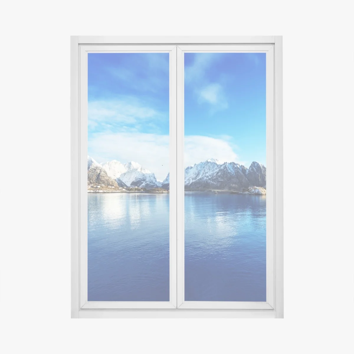 Fensteraufkleber ruhige winterliche fjordlandschaft in Reine, Lofoten – Wallnifity®