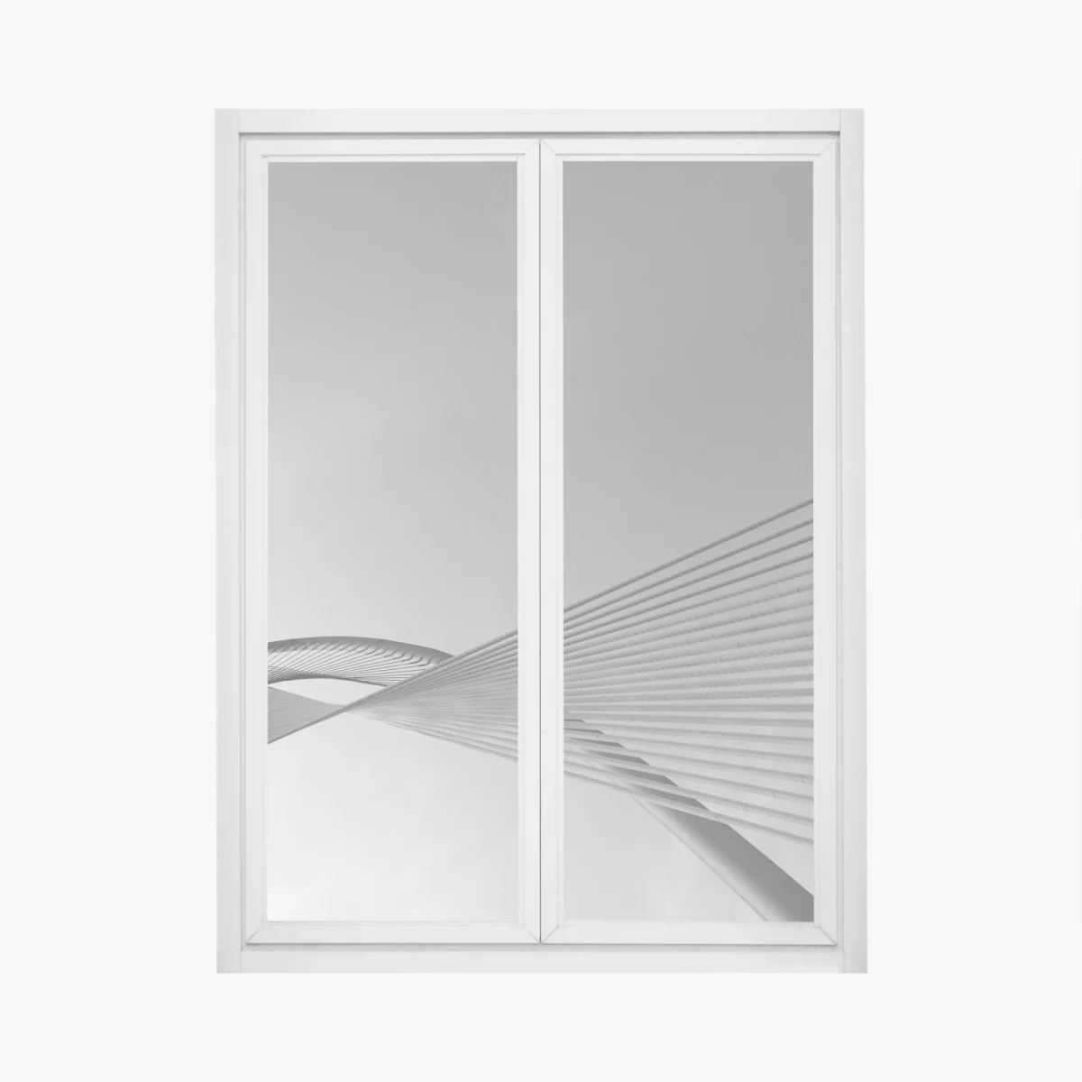Fensteraufkleber monochrome brücke mit geometrischen linien – Wallnifity®