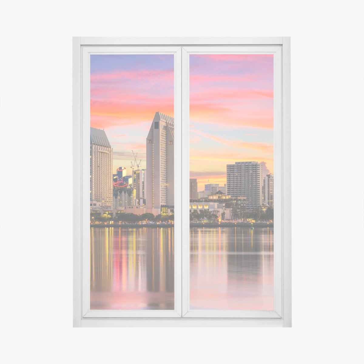 Fensteraufkleber San Diego skyline bei sonnenuntergang – Wallnifity®