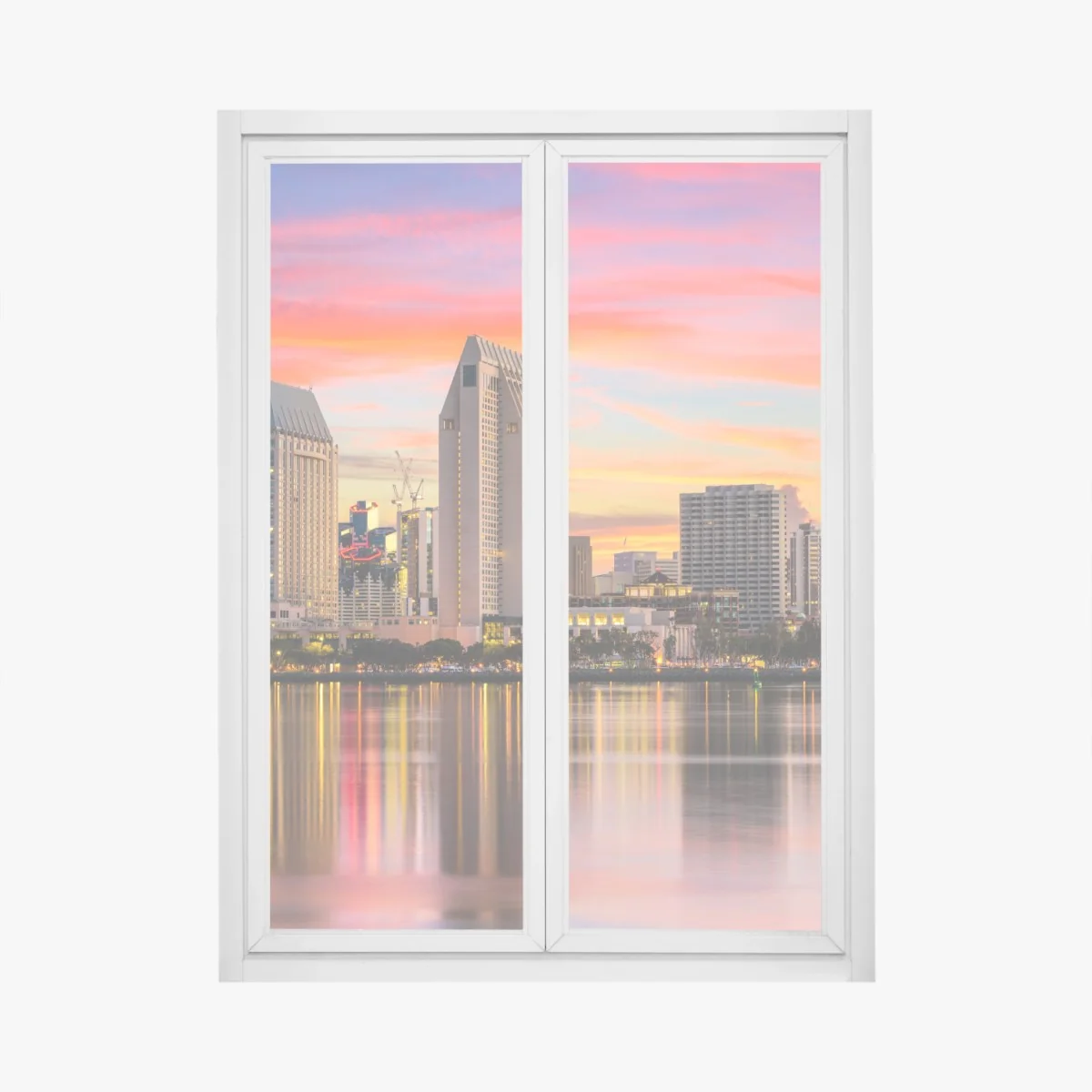 Fensteraufkleber San Diego skyline bei sonnenuntergang – Wallnifity® Fensteraufkleber San Diego skyline bei sonnenuntergang – Wallnifity®