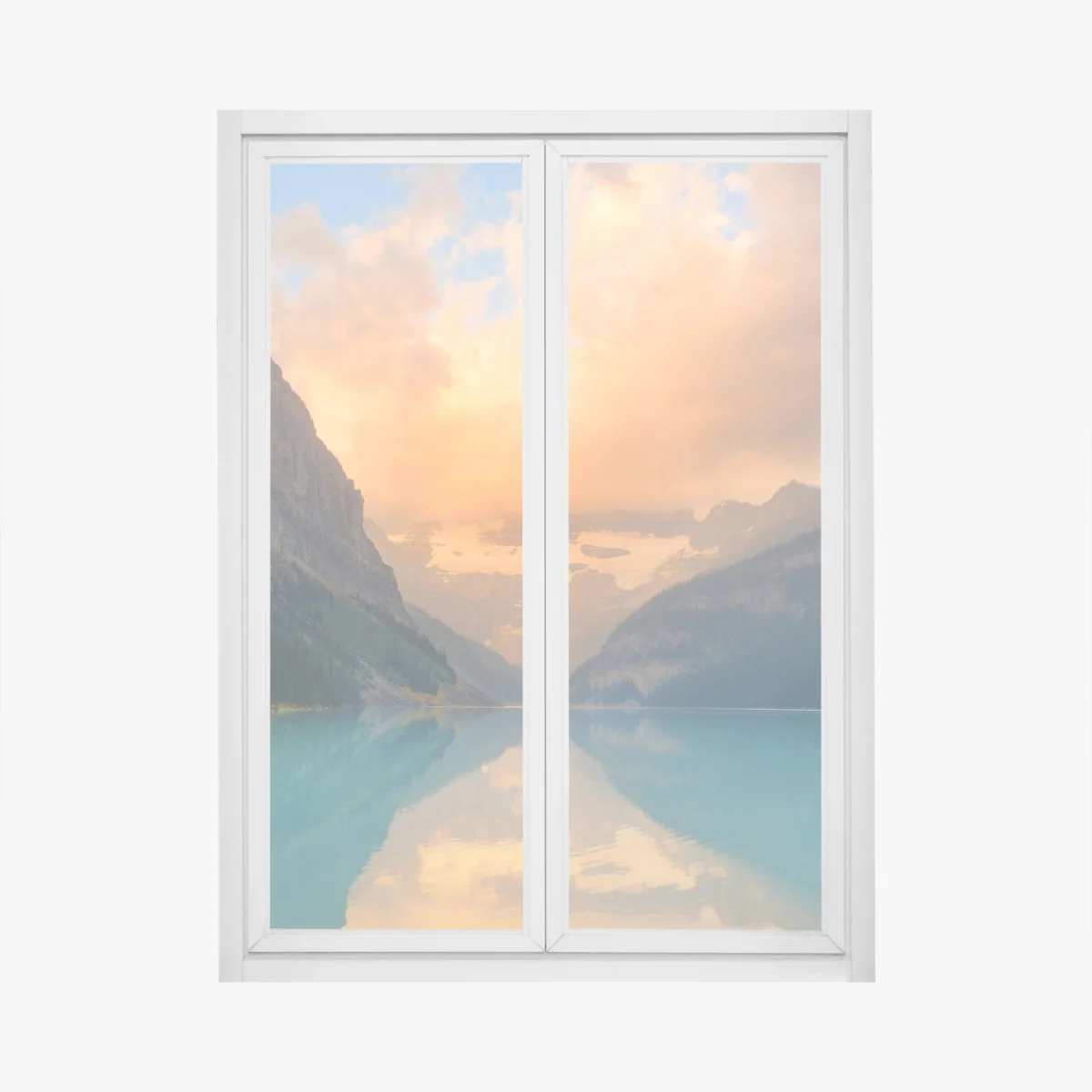 Fensteraufkleber sonnenaufgang über Lake Louise, Banff – Wallnifity®