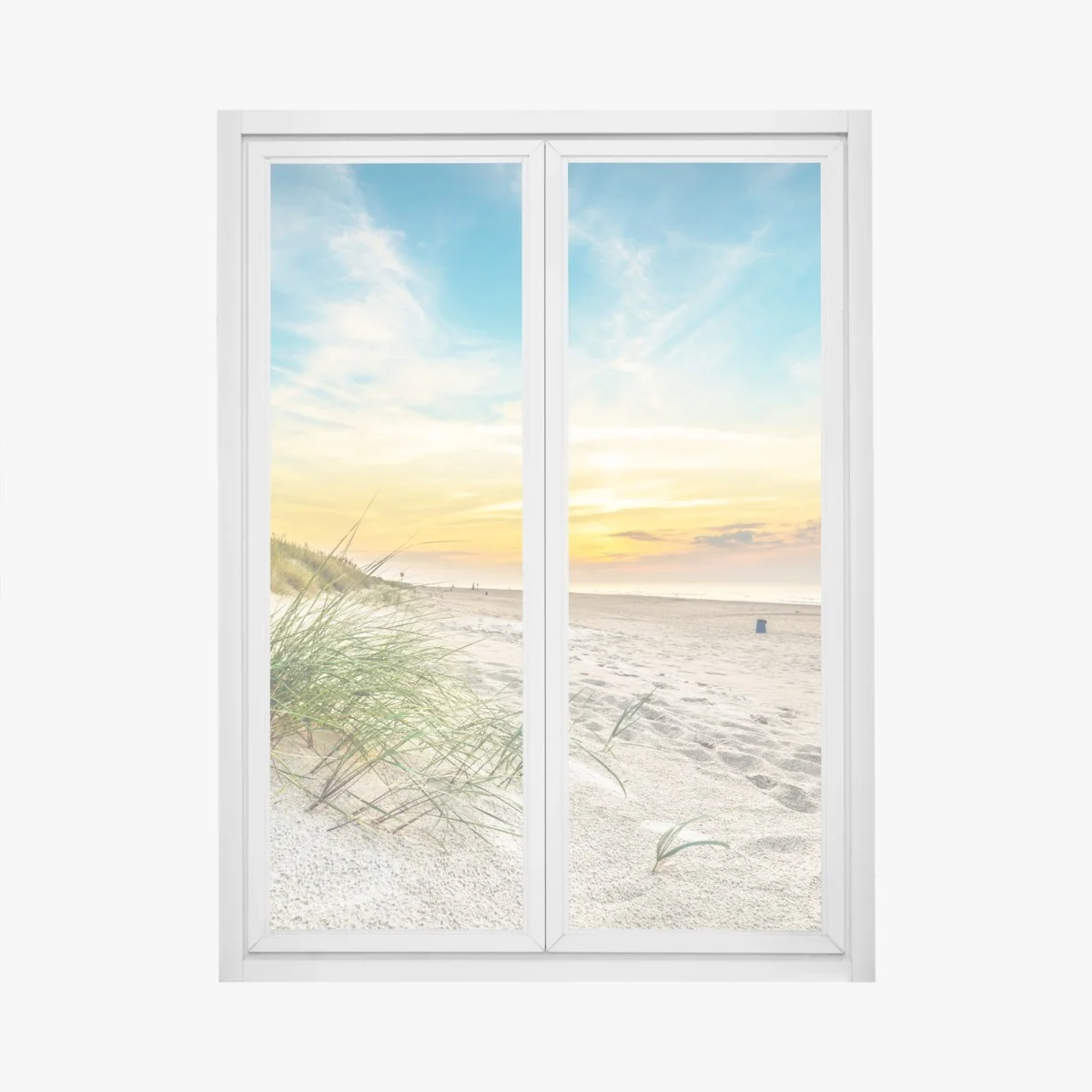 Fensteraufkleber sonnenuntergang über ruhigen dünen – Wallnifity® Fensteraufkleber sonnenuntergang über ruhigen dünen – Wallnifity®