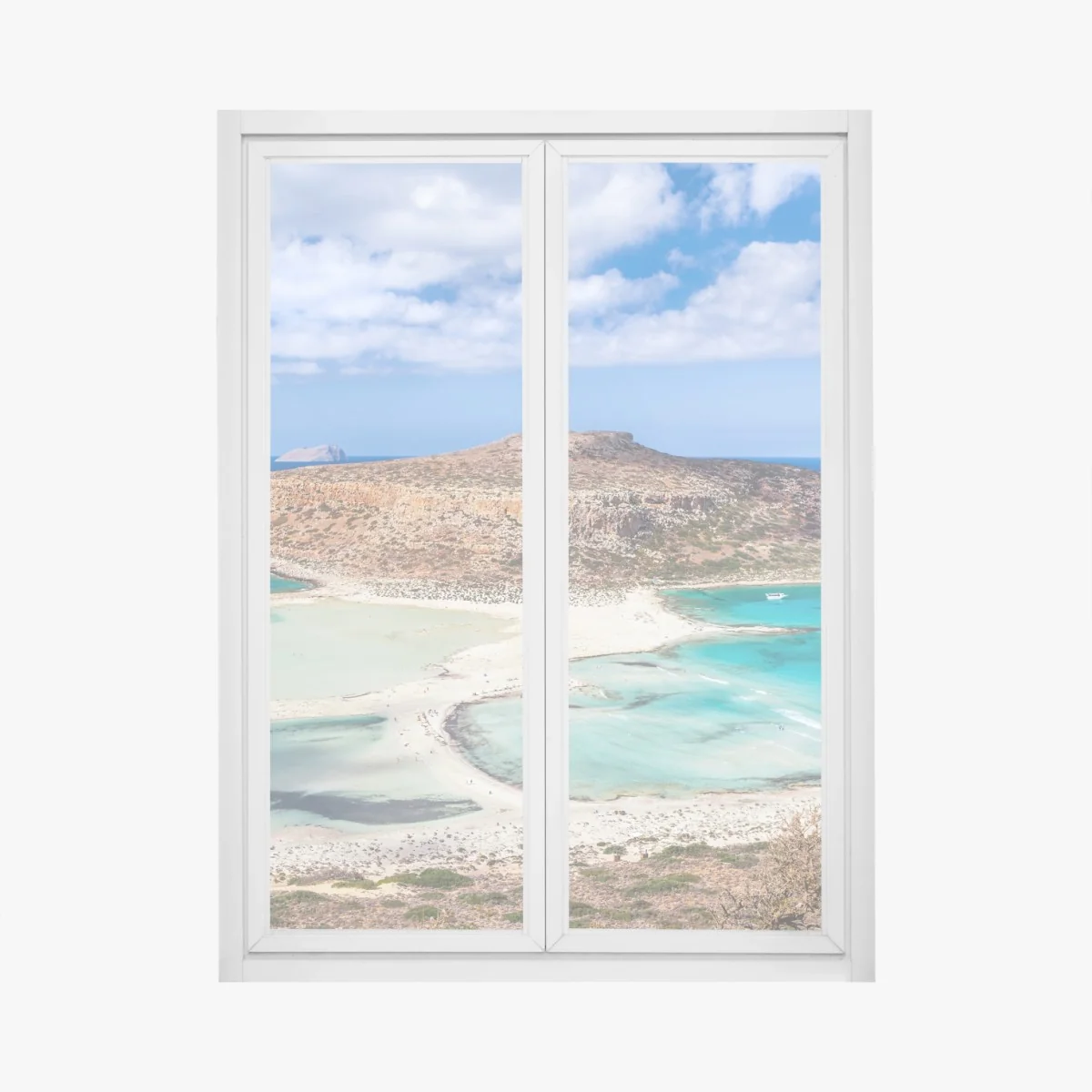 Fensteraufkleber türkise lagune mit insel und sandstrand – Wallnifity® Fensteraufkleber türkise lagune mit insel und sandstrand – Wallnifity®