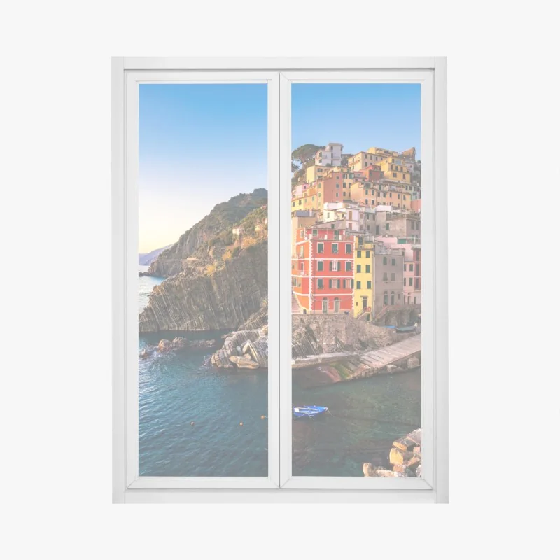 Fensteraufkleber sonnenuntergang über Riomaggiore, Cinque Terre