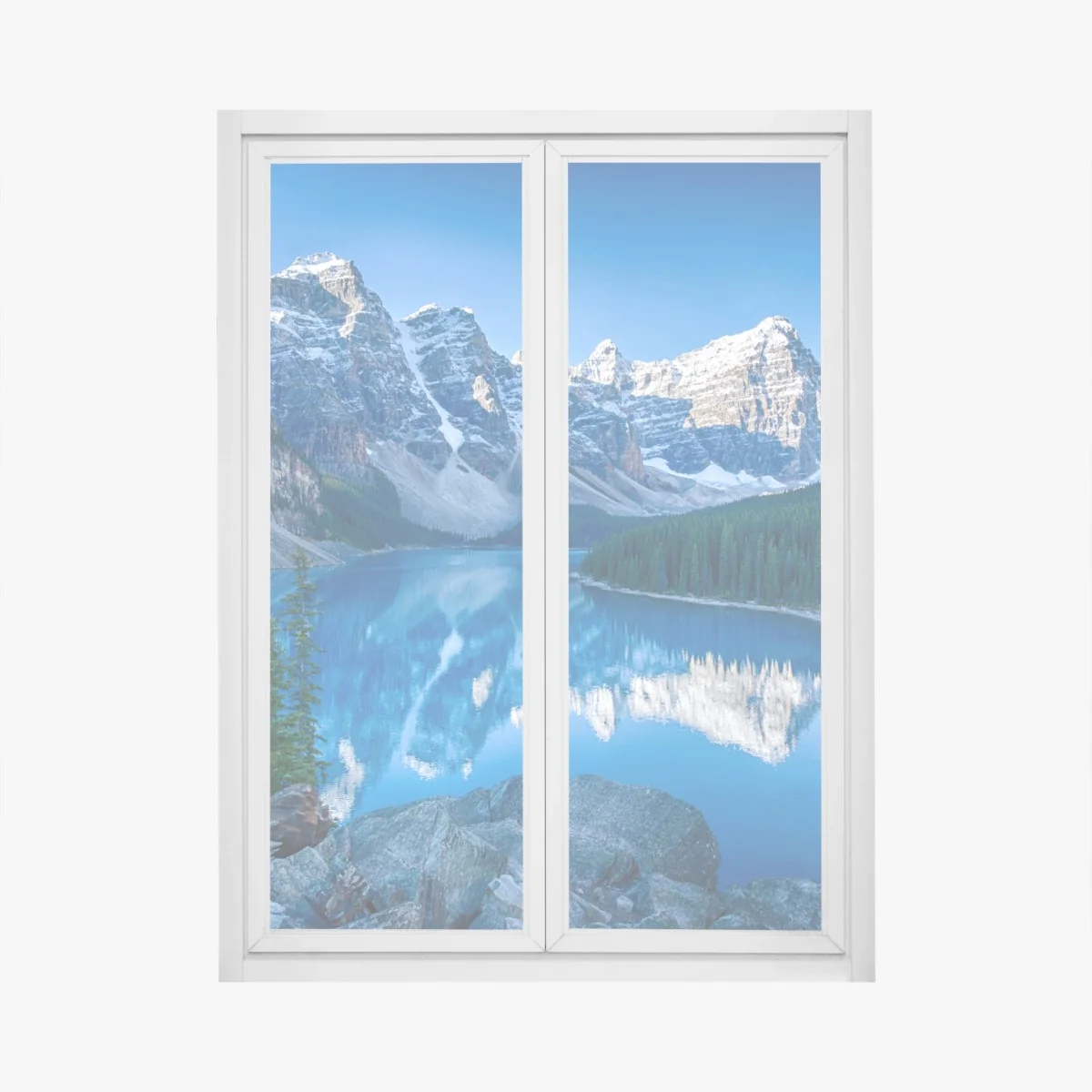 Fensteraufkleber ruhiger bergsee mit spiegelung – Wallnifity® Fensteraufkleber ruhiger bergsee mit spiegelung – Wallnifity®