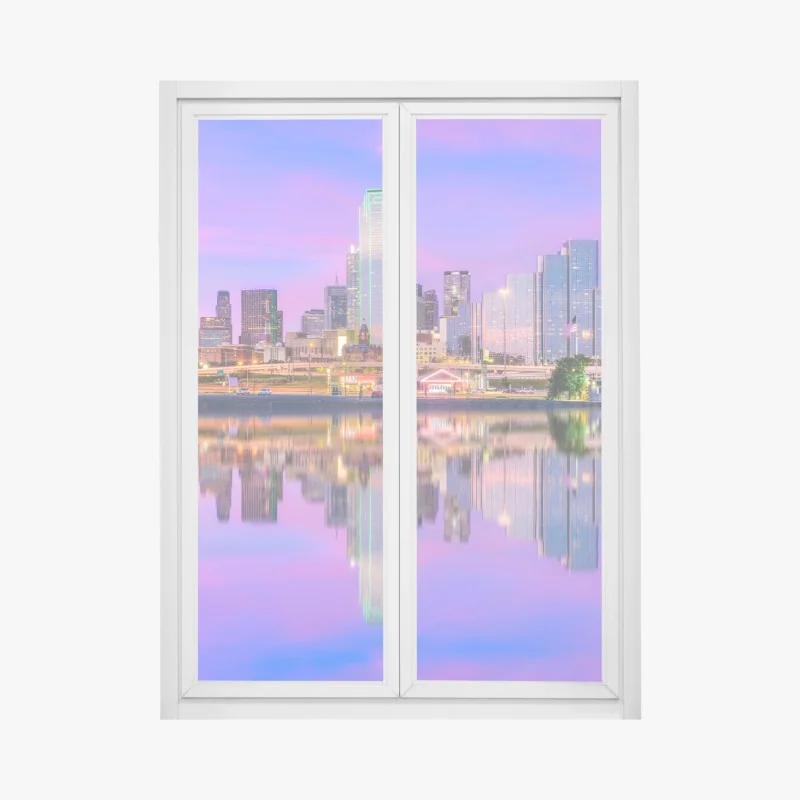 Fensteraufkleber sonnenaufgang über dem see bei Amsterdam – Wallnifity®