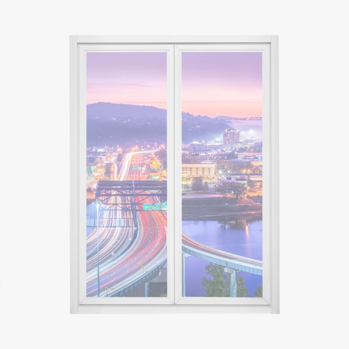 Fensteraufkleber Charleston skyline bei dämmerung – Wallnifity® Fensteraufkleber Charleston skyline bei dämmerung – Wallnifity®