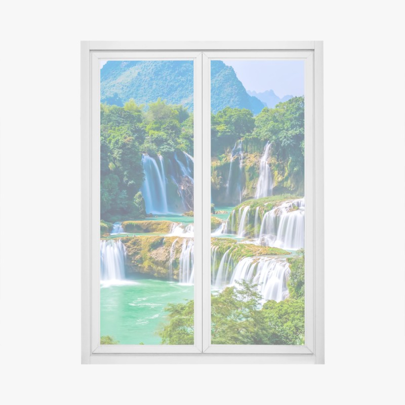 Fensteraufkleber sanftes aquarellmuster mit eukalyptusblättern – Wallnifity®