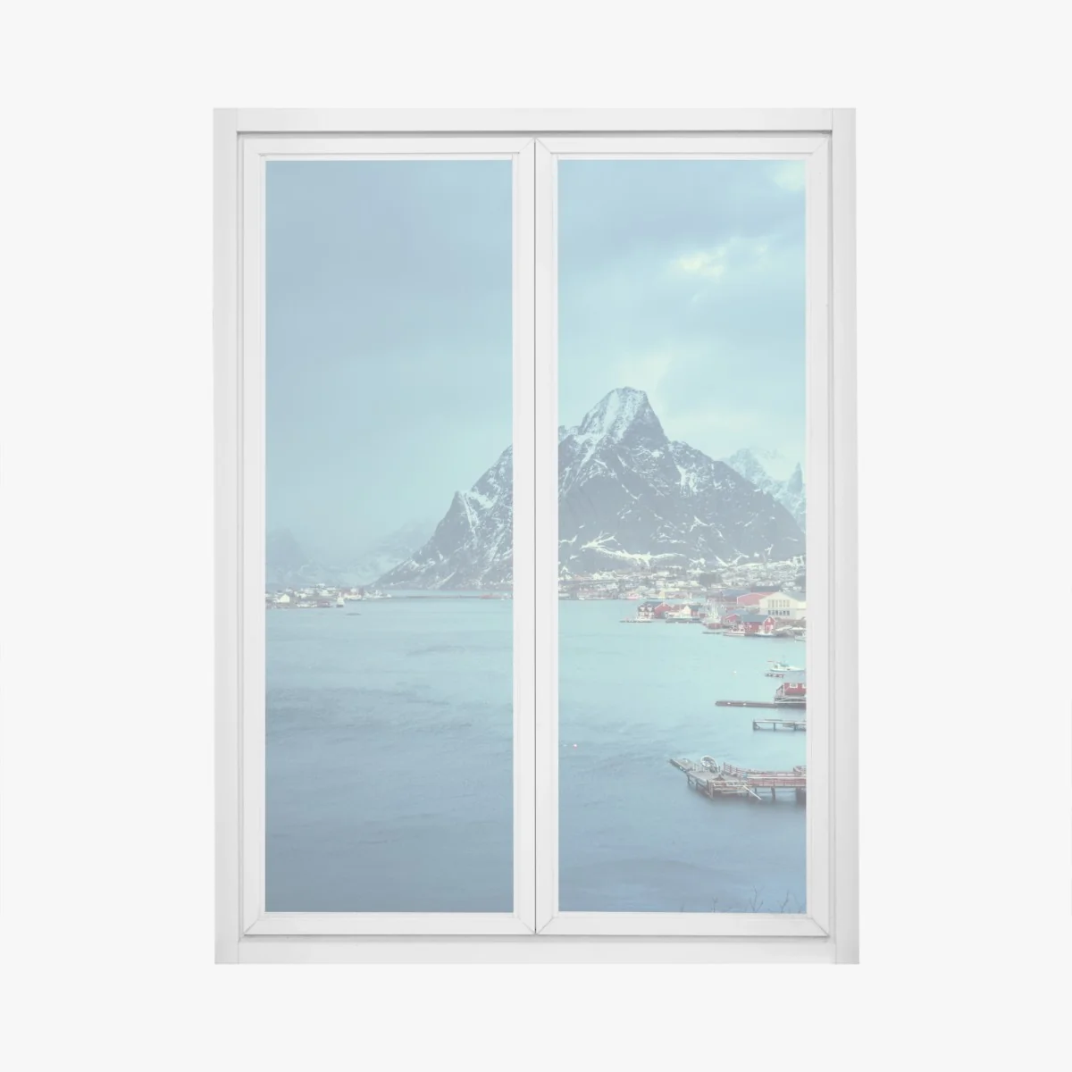 Fensteraufkleber Reine winterlicher fjord in den Lofoten – Wallnifity® Fensteraufkleber Reine winterlicher fjord in den Lofoten – Wallnifity®
