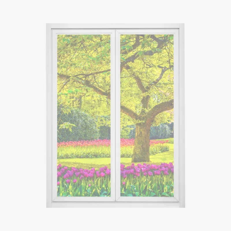 Fensteraufkleber bunter tulpengarten in Keukenhof