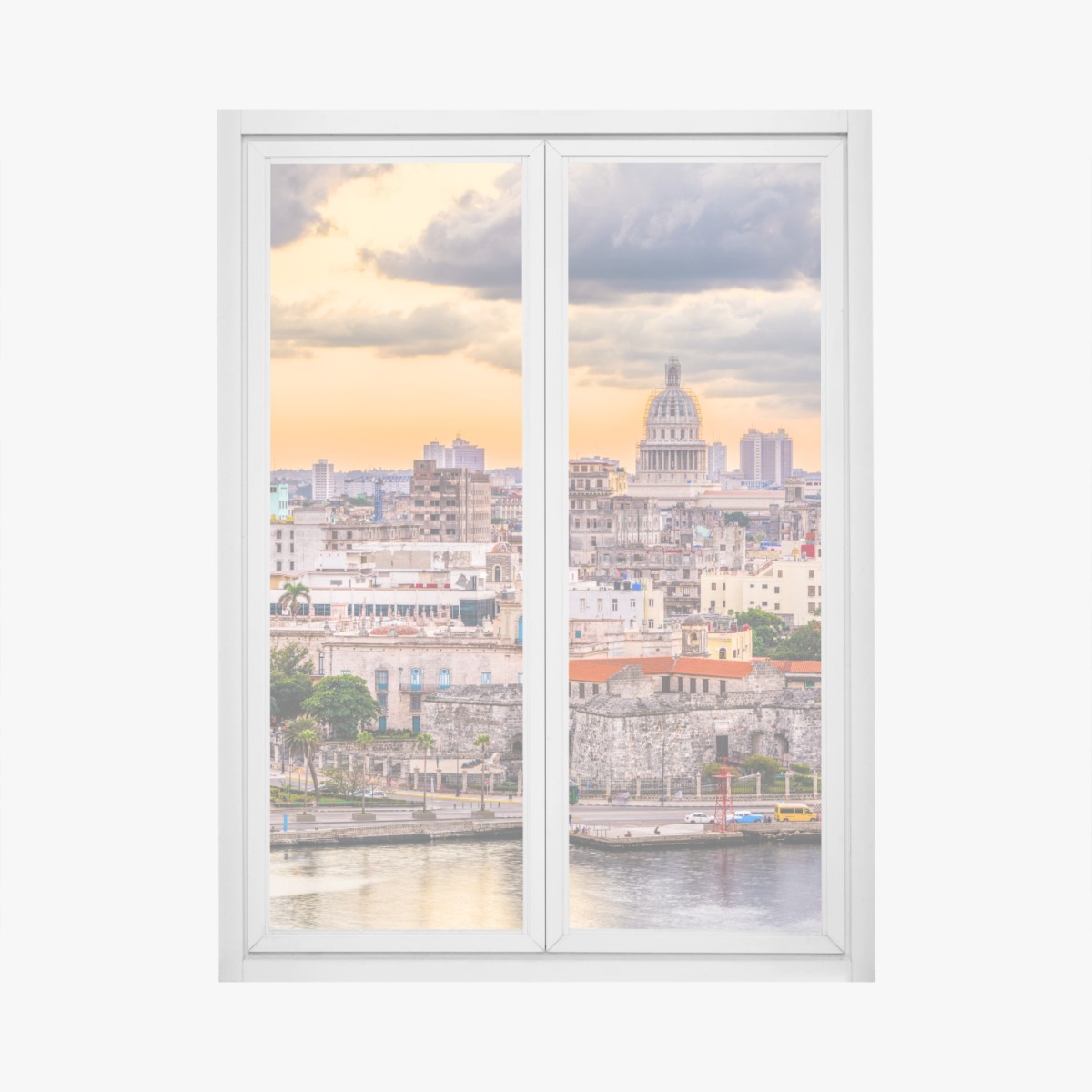 Fensteraufkleber Havanna skyline bei sonnenuntergang – Wallnifity®