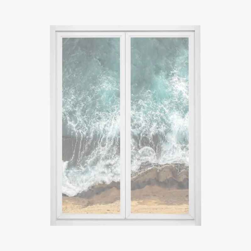 Fensteraufkleber ruhiger sommer sonnenaufgang am flussufer – Wallnifity®