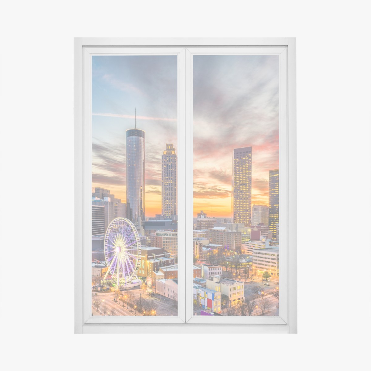 Fensteraufkleber Atlanta skyline bei sonnenuntergang – Wallnifity®